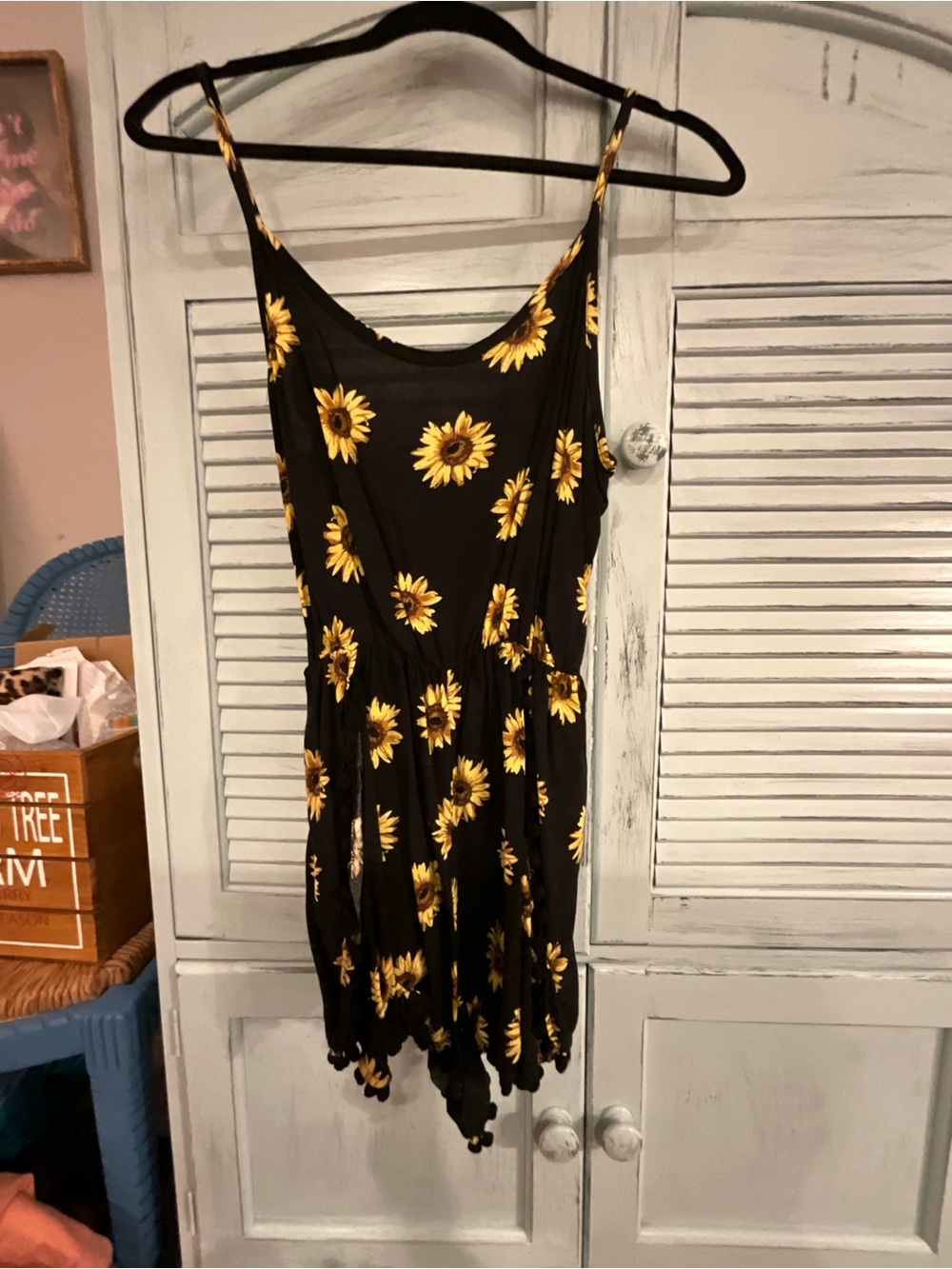FA Black Sunflower Slip Dress